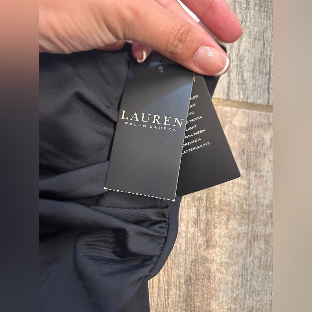 $130 NWT RALPH LAUREN 14 BLACK TIE ONE PIECE SLIMMING BEL AIR SWIMSUIT - Picture 4 of 11